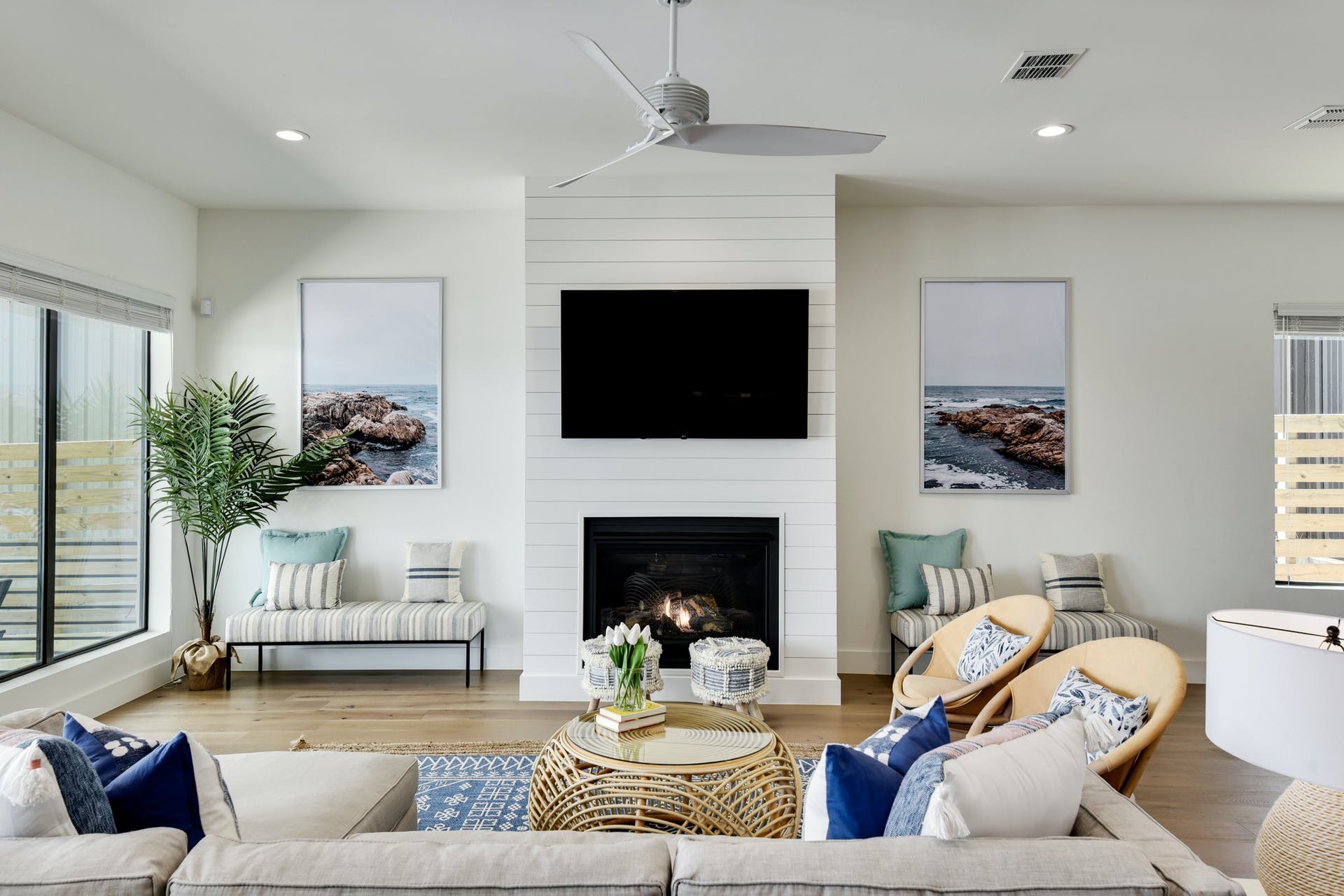 A lakefront vacation rental home hosted by GuestSpaces that demonstrates the impeccable interior design found across their properties.